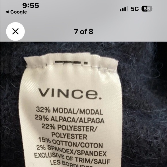 $395 Vince Turtleneck Sweater Size m Large Navy - Picture 3 of 9